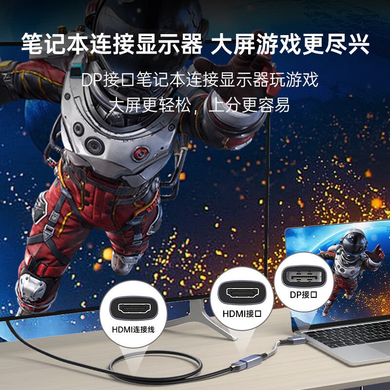 ULT-unite DP转HDMI母8K 主动式DP1.4转HDMI2.1转换器公对母高清转接头 0.2米按个销售