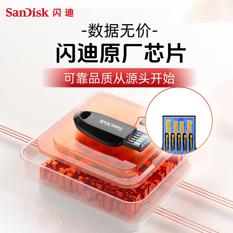 闪迪 CZ550 USB3.2 U盘 数据加密 大容量 绿色 32GB按个销售