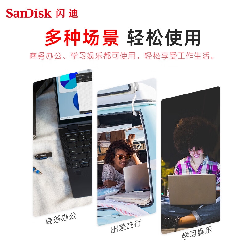 闪迪 CZ550 USB3.2 U盘 数据加密 大容量 绿色 32GB按个销售