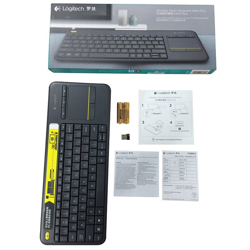 罗技 K400 Plus 无线办公键盘 带触摸板 黑色 带无线2.4G接收器按个销售
