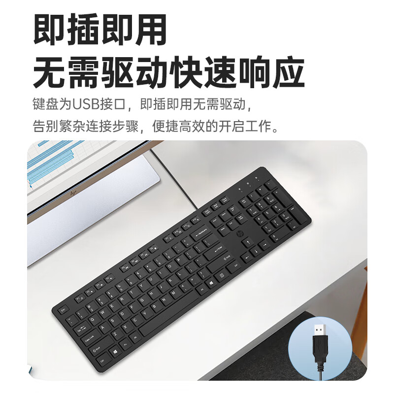 惠普 K310 有线单键盘 全尺寸105键 黑色按个销售