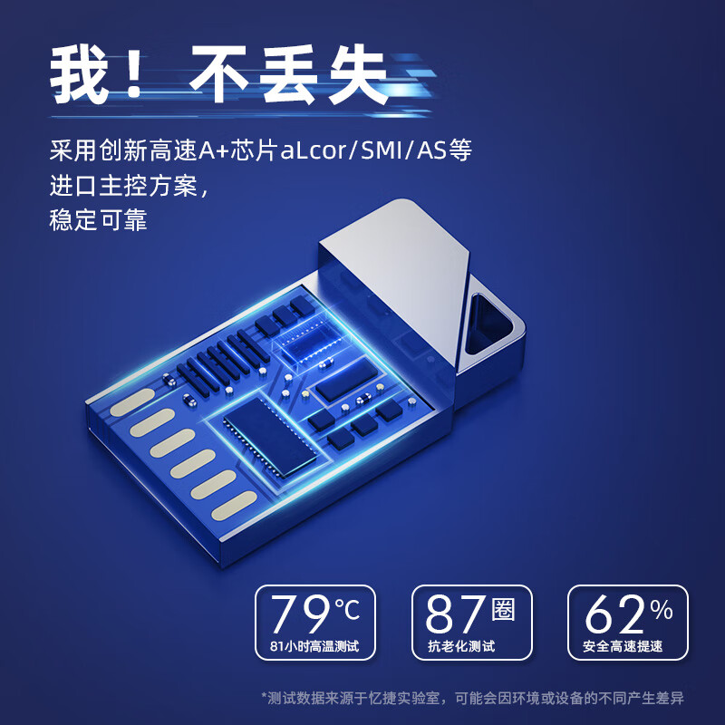 忆捷 U8M USB2.0 U盘金属迷你小防水便携式学习办公投标移动 128GB 带挂链 银色按个销售