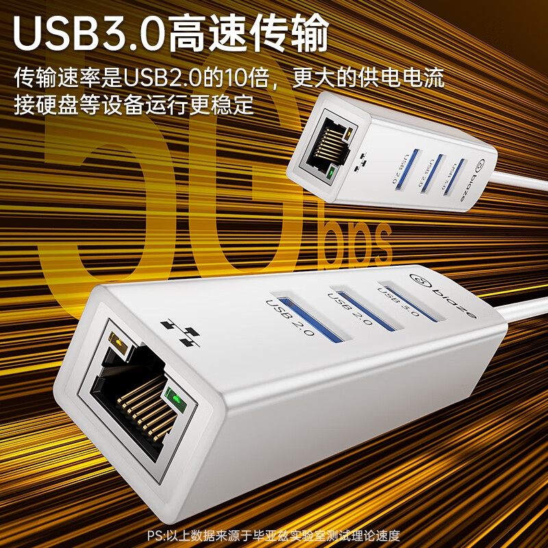 毕亚兹 ZH296 拓展RJ45网线接口HUB转换器 Type-C转网口+USB3按个销售 毕亚兹 ZH296 拓展RJ45网线接口HUB转换器 Type-C转网口+USB3按个销售