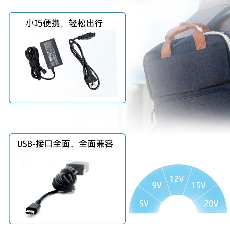 惠普 1P3K6AA#AB2 Type-c口原厂笔记本充电器 65W适配器旅行便携式充电线按个销售