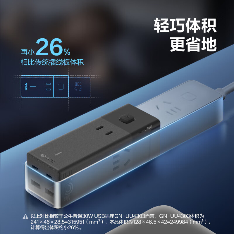 公牛 MC1303M 氮化镓30W充电器快充插座/多功能USB插线板便携插排 2C2A+3插孔 灰色按个销售 公牛 MC1303M 氮化镓30W充电器快充插座/多功能USB插线板便携插排 2C2A+3插孔 灰色按个销售