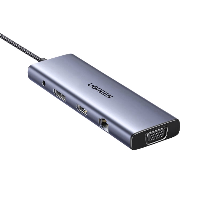 绿联 90887 Type-CUSB-C转雷电4拓展坞4K多功能 10合1 DP款60Hz HDMI+DP+VGA按个销售