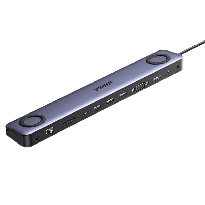 绿联 60571 Type-C电脑桌USB-C转投屏VGA网线转接头音频 11合1 支架扩展坞 HDMI+网口按个销售