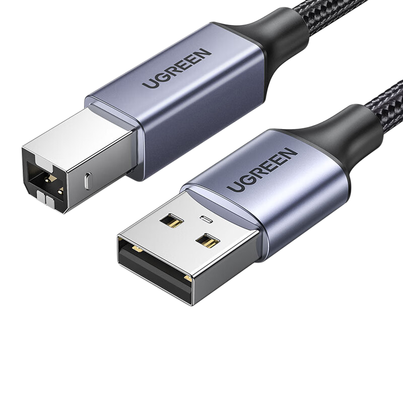 绿联 90560 USB2.0AM/BM方口铝壳编织接头高速打印线 5米按根销售