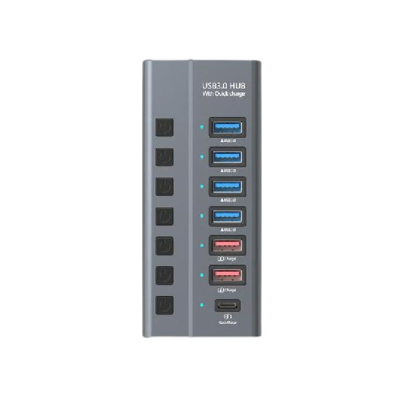 纽曼 HUB731-B 金属usb分线器3.0高速7口HUB集线器 一拖七 20W快充版 1米按个销售