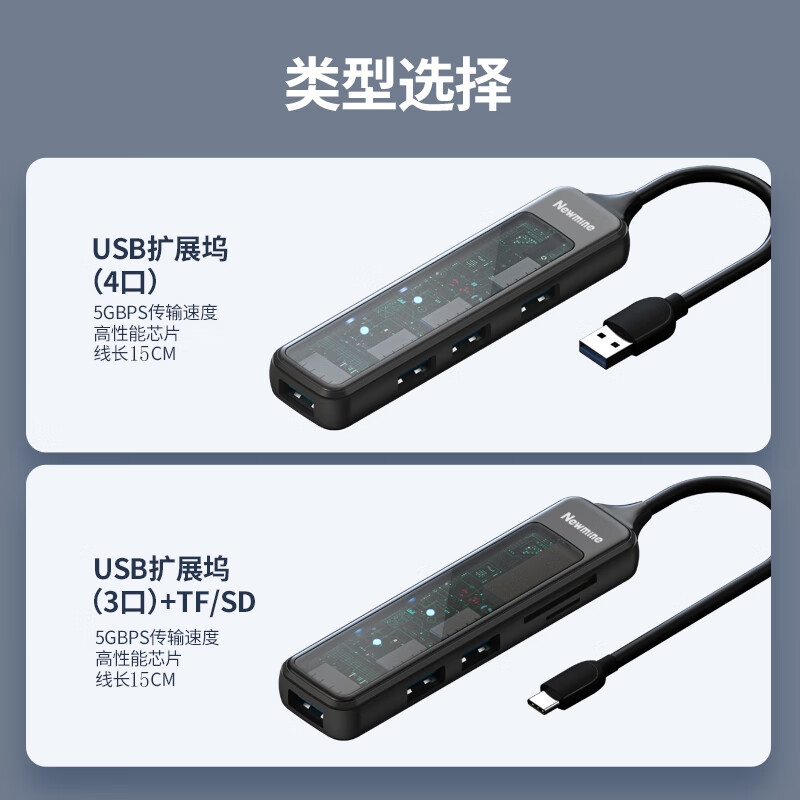 纽曼 U-NM-03 USB拓展坞分线器HUB集成器转接头 四合一按个销售