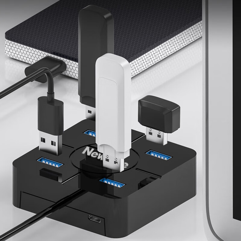 纽曼 HUB3100 USB3.0分线器扩展坞高速4口HUB集线器 四合一 黑色 1米按个销售