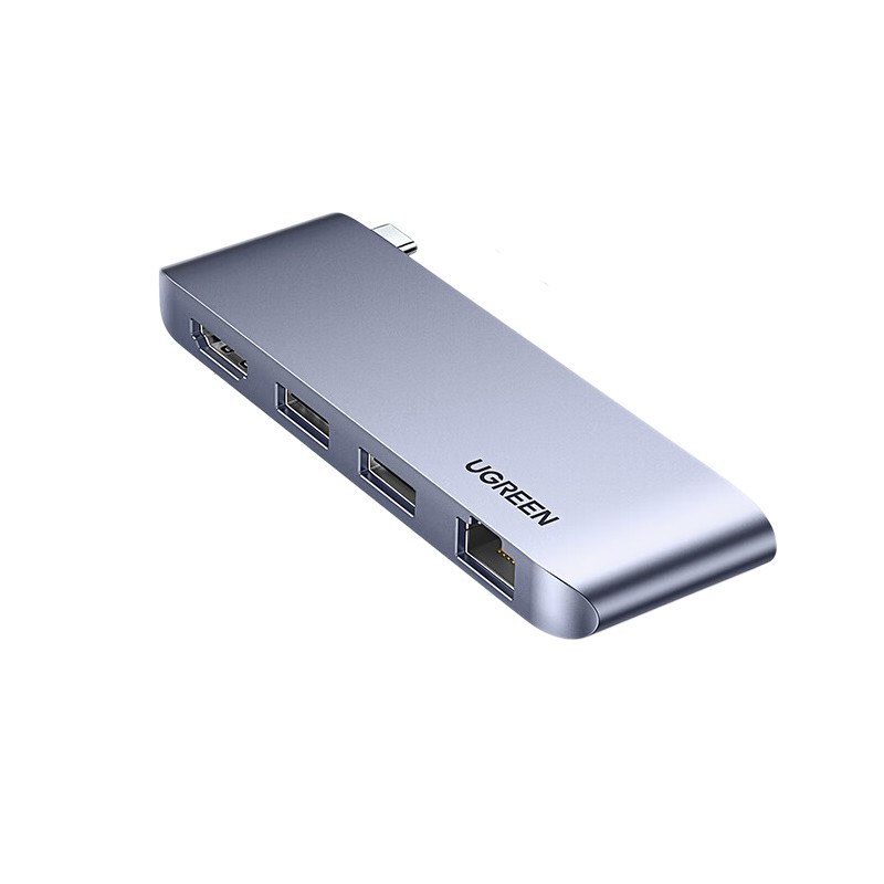 绿联 20490 Type-C直插扩展坞USB-C转HDMI转换器 HUB3.0分线器 4合1 4K投屏+千兆 HDMI+HUB按个销售
