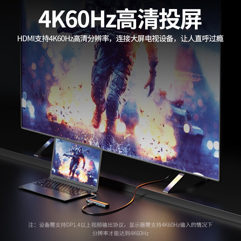 宏碁 HY41-T6 Type-C扩展坞千兆网口网线转接头 6合1 60Hz+千兆 USB3.0+HDMI按个销售