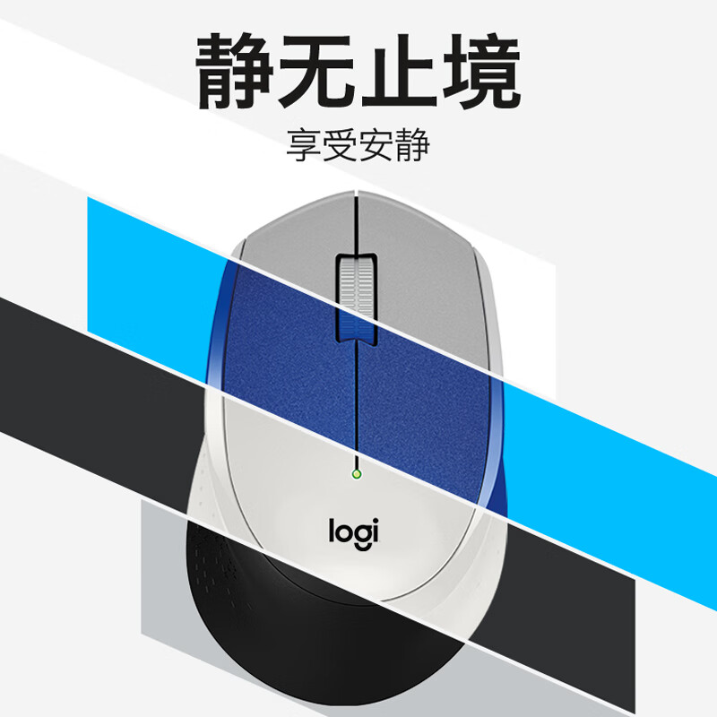 罗技 M330 无线轻音鼠标 带微型接收器 白色按个销售