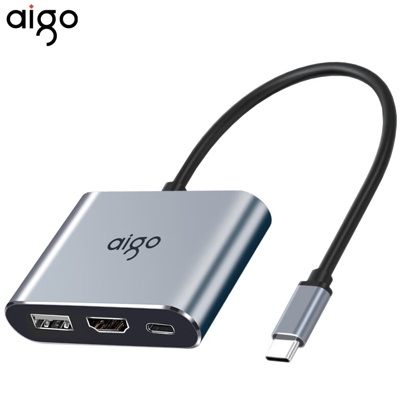 爱国者 KC03 Type-c扩展坞USB分线器HDMI转接头PD100W转接器 3合1 HDMI+USB 3.0+PD供电按个销售