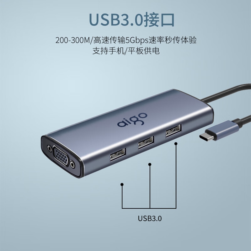 爱国者 T07-R Type-C扩展坞USB3.0分线器RJ45千兆网口转接器HDMI/VGA转接头 7合1 HDMI+VGA+千兆网+PD按个销售 爱国者 T07-R Type-C扩展坞USB3.0分线器RJ45千兆网口转接器HDMI/VGA转接头 7合1 HDMI+VGA+千兆网+PD按个销售