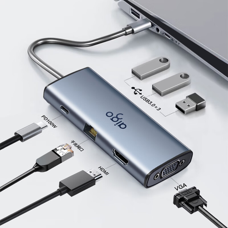 爱国者 T07-R Type-C扩展坞USB3.0分线器RJ45千兆网口转接器HDMI/VGA转接头 7合1 HDMI+VGA+千兆网+PD按个销售 爱国者 T07-R Type-C扩展坞USB3.0分线器RJ45千兆网口转接器HDMI/VGA转接头 7合1 HDMI+VGA+千兆网+PD按个销售