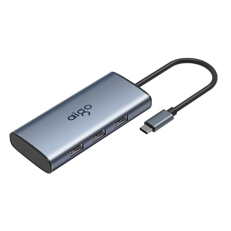 爱国者 T06-R Type-C扩展坞USB3.0分线器RJ45千兆网口转接头 6合1 HDMI+USB3.0+千兆+PD按个销售