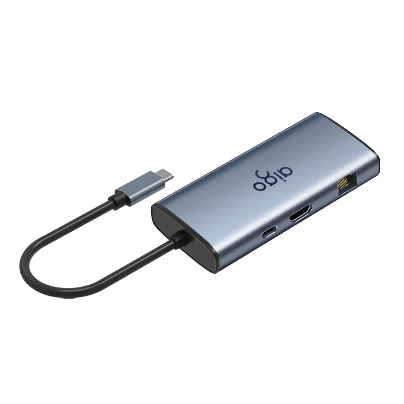 爱国者 T06-R Type-C扩展坞USB3.0分线器RJ45千兆网口转接头 6合1 HDMI+USB3.0+千兆+PD按个销售