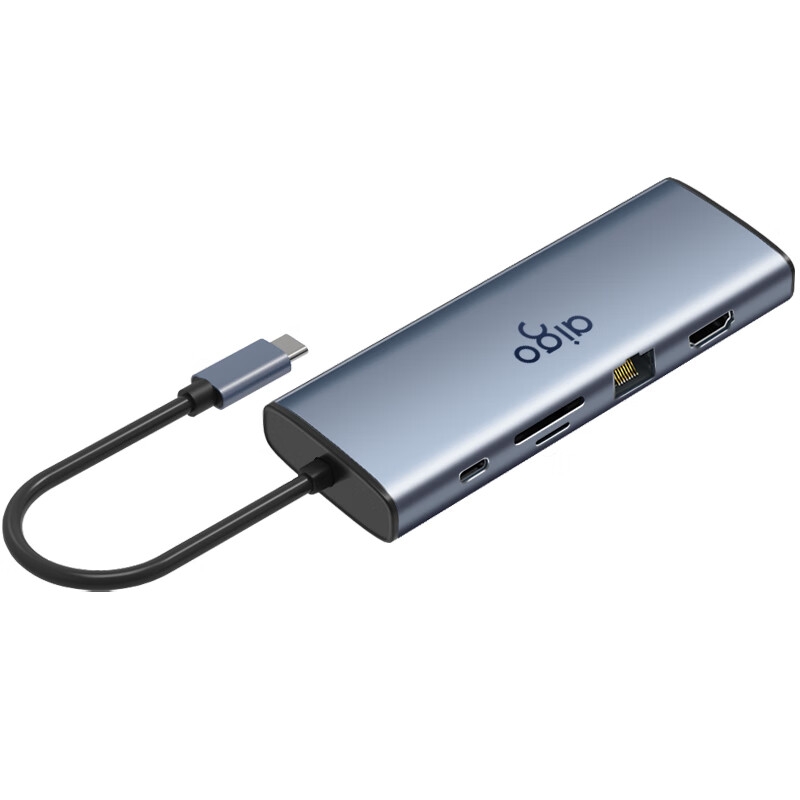 爱国者 T10-R Type-C扩展坞USB3.0分线器千兆网口HDMI/VGA转接器 10口 HDMI+VGA+千兆+读卡+PD按个销售