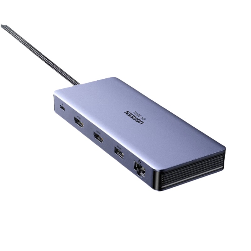 绿联 15965 Type-C3.2扩展坞10Gbps转接头8K多屏扩展144Hz高刷 11合1 Win三屏异显 8K双HDMI雷电4按个销售