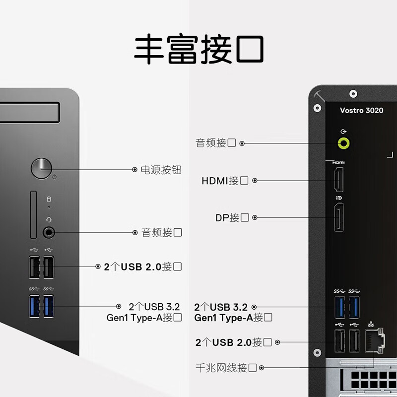 戴尔 成就3020 商用办公台式机主机 内置无线 i7-13700 64G内存 4T+512G固态  RTX3060-12G独显 定做按台销售
