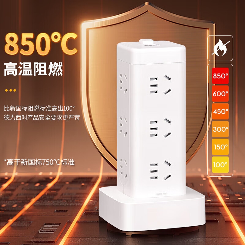 德力西 CD98H-DK12X 1.7 立式插座 12位总控1.7米按个销售