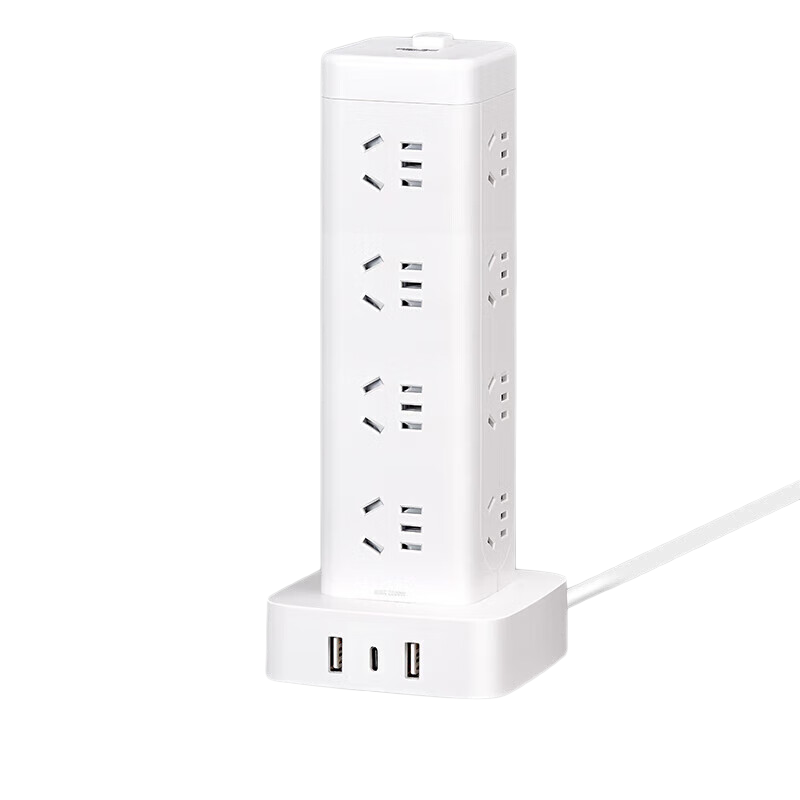 德力西 CD98H-DK16X2A1CG 3M 过载保护立式插座 16位五孔USB+TYPE-C总控3米按个销售