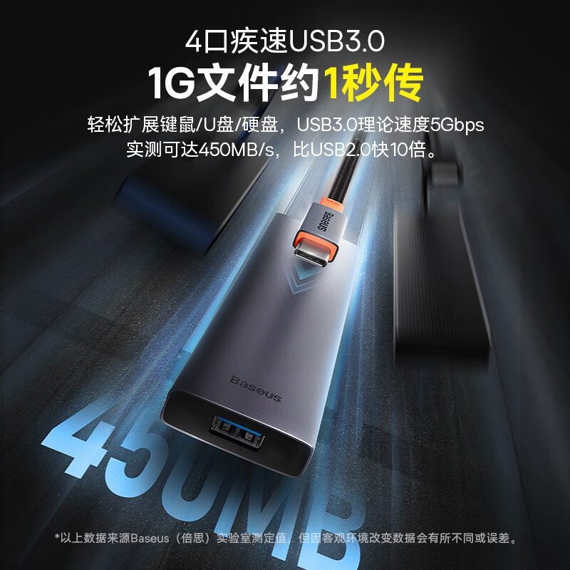 倍思 BS-OH118 超享系列 Type-C扩展坞 6合1-升级款[HDMI+HUB+PD]  HUB分线集线转换器4K60Hz投屏PD100W充电通用按个销售