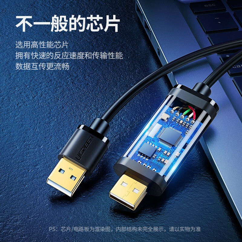 绿联 US166 USB对拷线公对公资料互传对传线多功能传输连接线免驱 鼠标键盘互联共享线 双USB2.0 2米按根销售