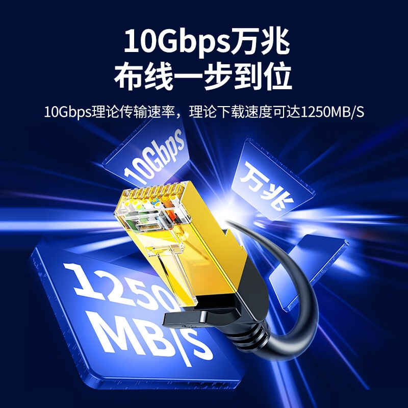 绿联 11229(NW107) 七类纯铜网线 CAT7类万兆屏蔽网络连接线 0.5米按条销售