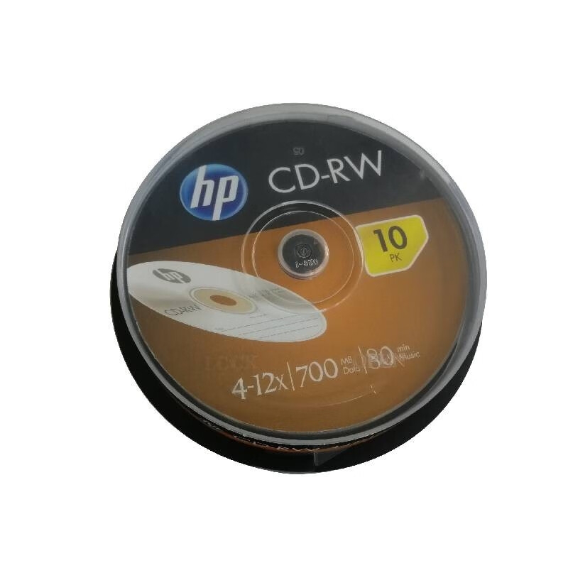 惠普 CD-RW 可擦写光盘 刻录盘 空白光盘 光碟12速700MB 办公系列 桶装10片按桶销售