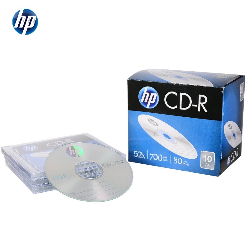 惠普 CD-R 光盘空白 刻录光盘 52速700MB 盒装10片按盒销售