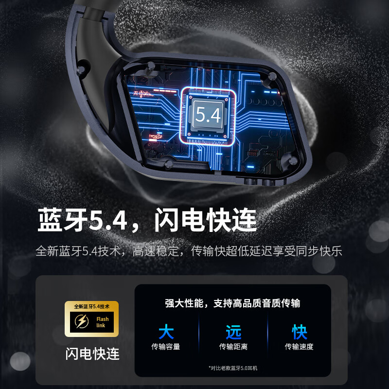 魔声 AC310 挂耳式蓝牙耳机不入耳无线骨传导概念运动跑步长续航通话降噪音乐耳机 宝石蓝按副销售