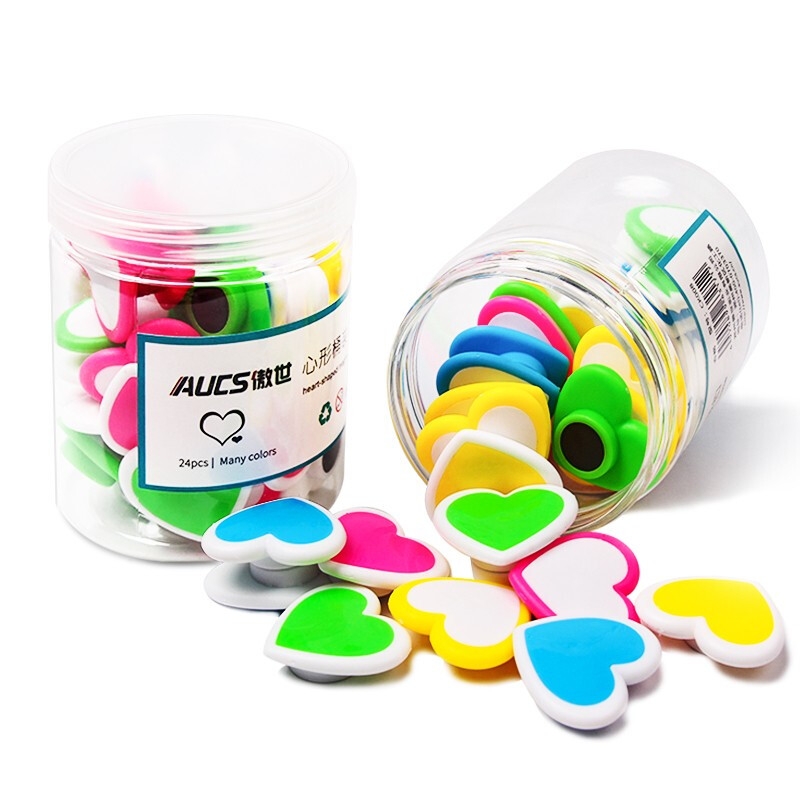 AUCS CK007 心形白板磁铁强力黑板磁扣 24粒装按桶销售