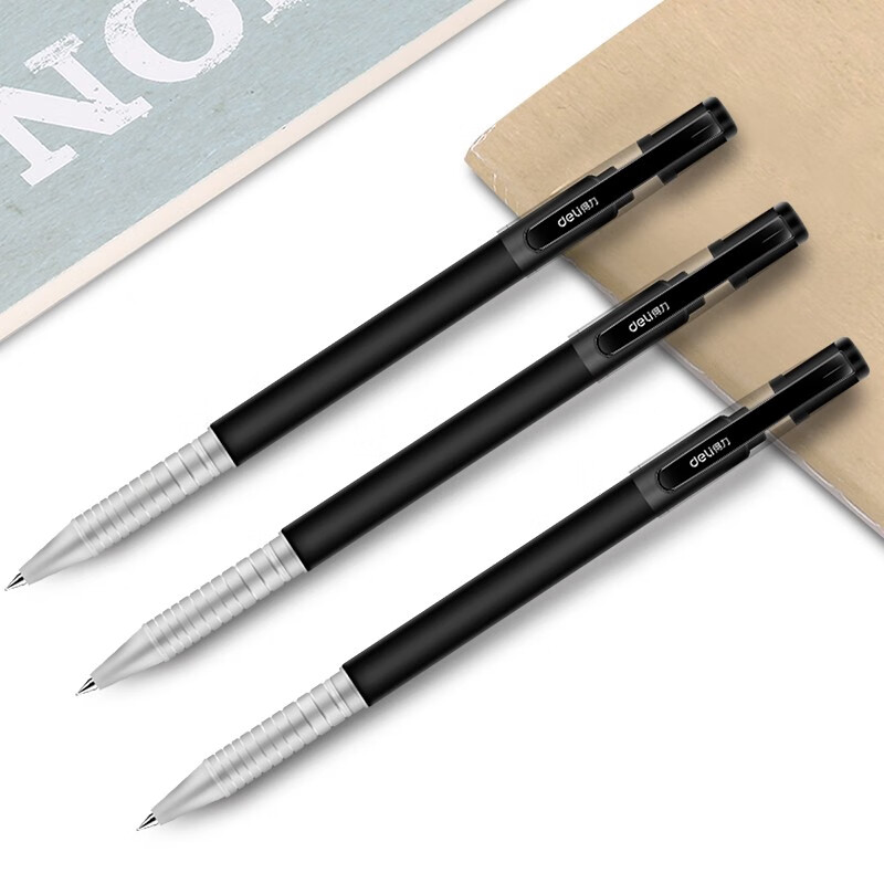 得力 S77 0.5mm黑色中性笔金属喷漆笔 12支/盒按盒销售 得力 S77 0.5mm黑色中性笔金属喷漆笔 12支/盒按盒销售