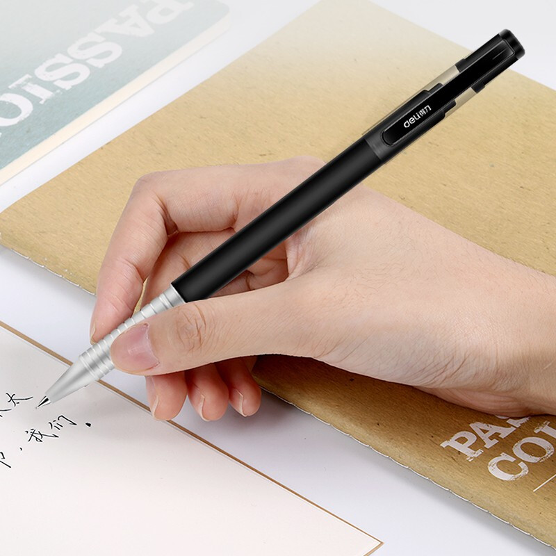 得力 S77 0.5mm黑色中性笔金属喷漆笔 12支/盒按盒销售 得力 S77 0.5mm黑色中性笔金属喷漆笔 12支/盒按盒销售