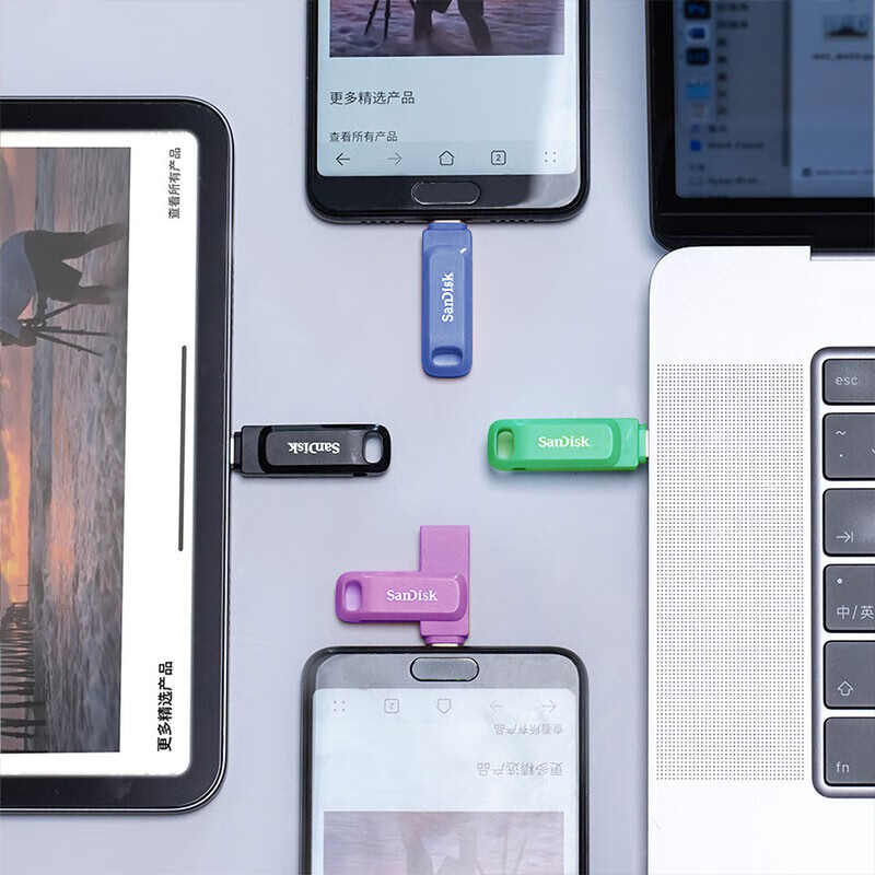 闪迪 DDC3 Type-C USB3.2 手机U盘 自动备份 双接口大容量优盘 黑色 读速高达300MB/s  64GB按个销售