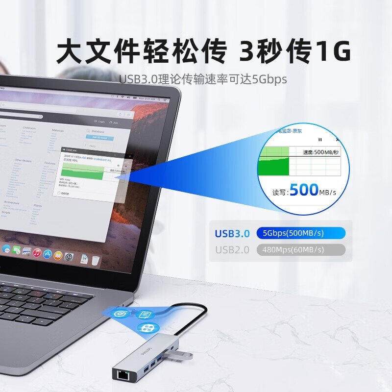 飞利浦 SWR1608Q/93 Type-C扩展坞网线口USB-C转HDMI转接头usb3.0华为苹果电脑转换器 六合一(HDMI/网口/USB3.0/PD)按个销售