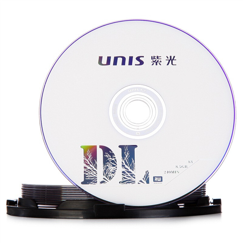 紫光 DVD+R 光盘/刻录盘 单面双层 空白光盘 8速8.5G 桶装10片按桶销售