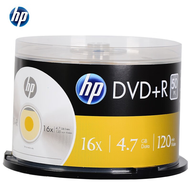 惠普 DVD+R（商务银） 刻录盘空白光盘 16速4.7GB 50片按桶销售