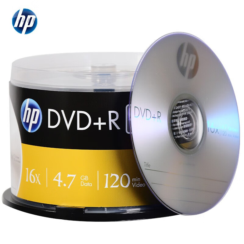 惠普 DVD+R（商务银） 刻录盘空白光盘 16速4.7GB 50片按桶销售