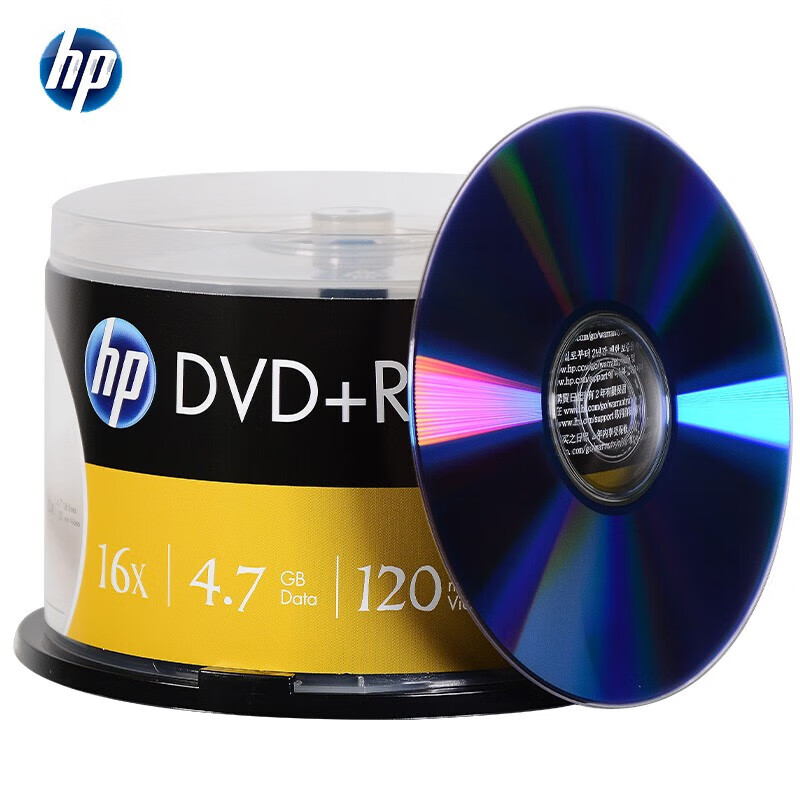 惠普 DVD+R（商务银） 刻录盘空白光盘 16速4.7GB 50片按桶销售