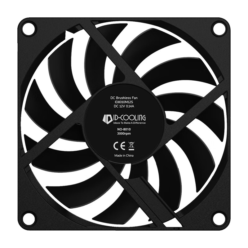 ID-COOLING NO-8010-PWM 无光机箱风扇4PIN接口PWM温控适用ITX下压式电脑 8CM薄扇按个销售
