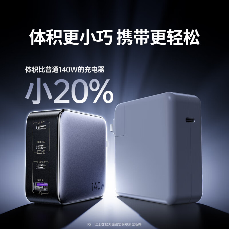 绿联 X569 充电器 四口闪充 140W氮化镓 Type-C多口PD快充头按个销售