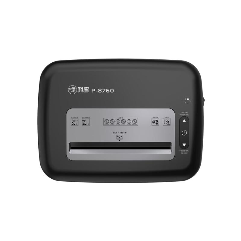科密 P-8760 碎纸机 单次25张 持续120分钟 36L 可碎卡、光盘、订书针按台销售