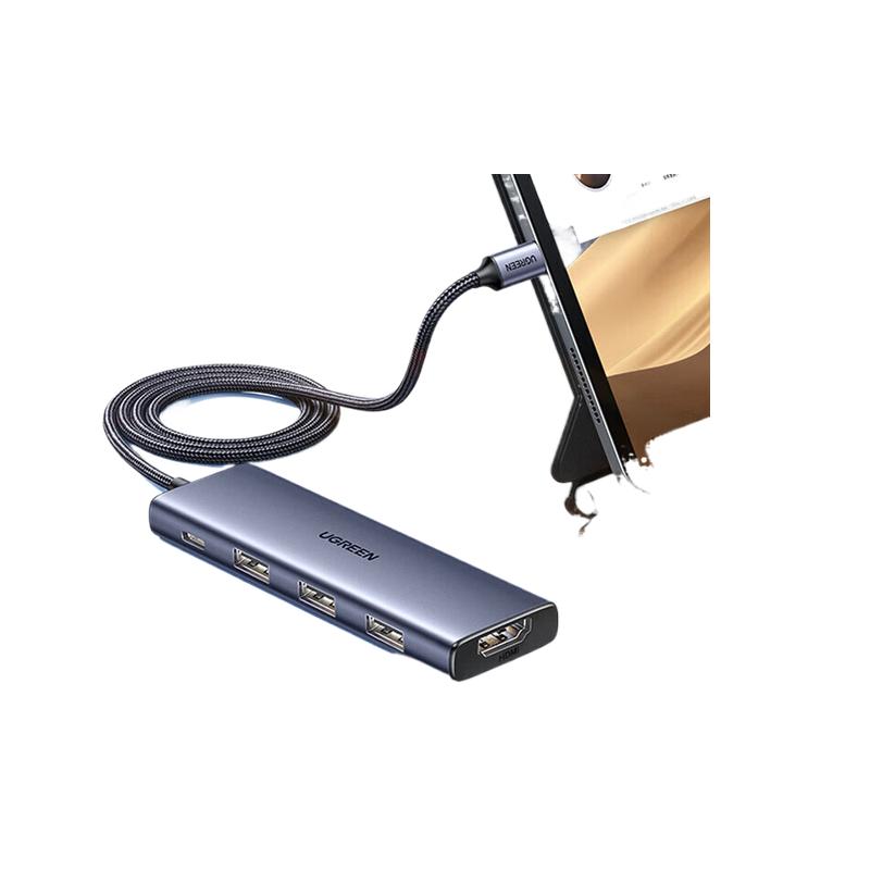 绿联 CM511 type-c扩展坞 5合1-1.5米款 接口 USB5Gbps，PD充电，HDMI 灰色按个销售