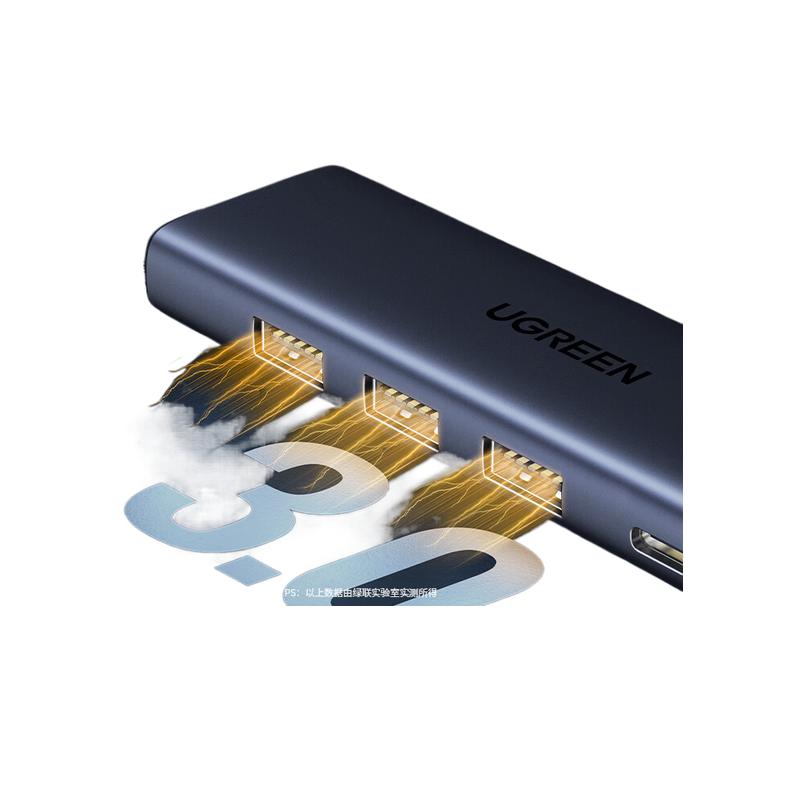 绿联 CM511 type-c扩展坞 5合1-1.5米款 接口 USB5Gbps，PD充电，HDMI 灰色按个销售