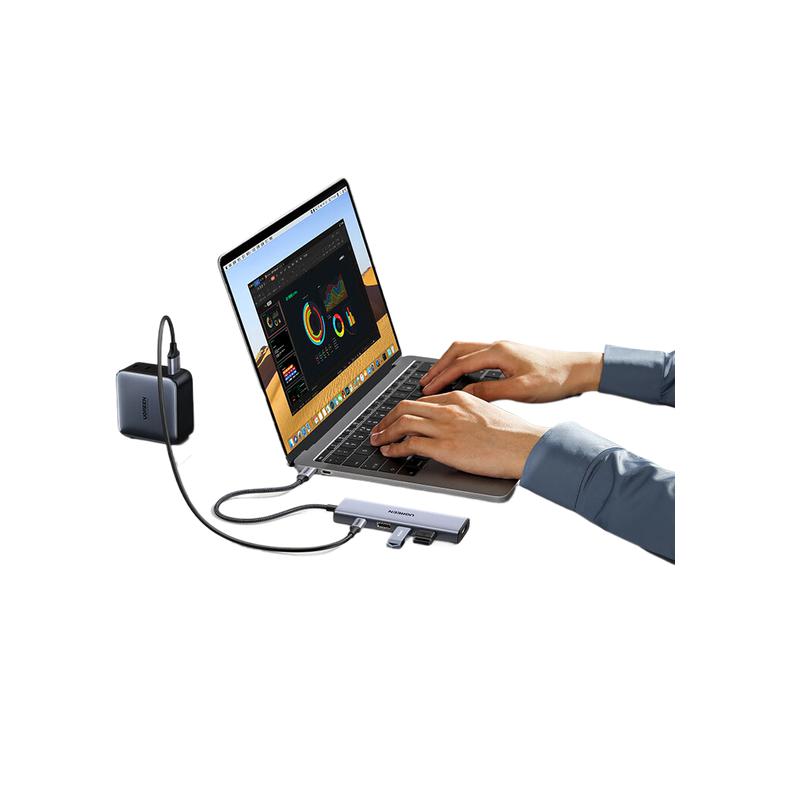 绿联 CM511 type-c扩展坞 5合1-1.5米款 接口 USB5Gbps，PD充电，HDMI 灰色按个销售