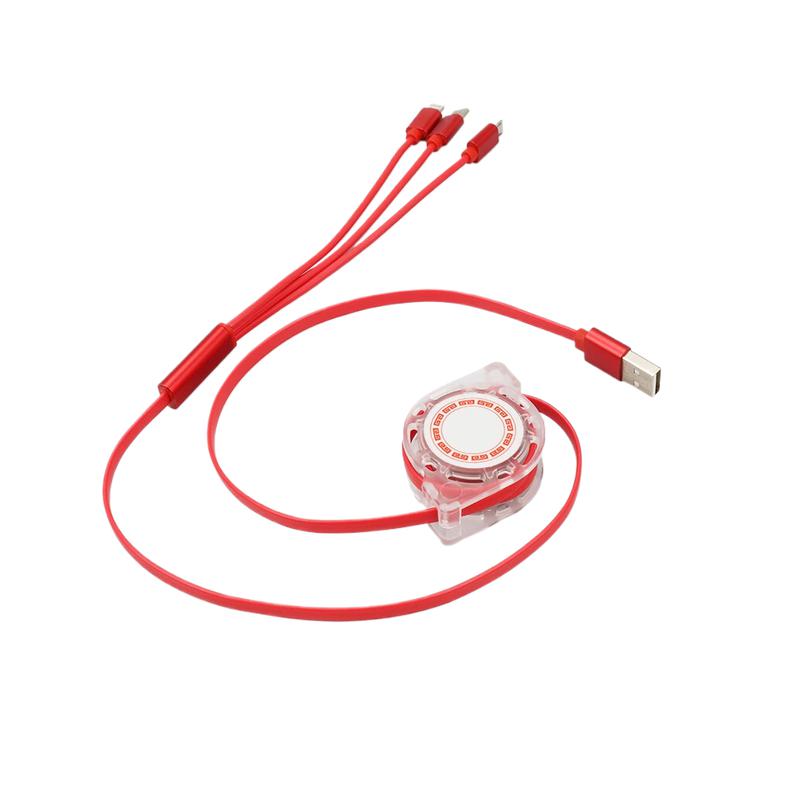 乐默 LCB-131 伸缩数据线 1M 一拖三 混色按个销售